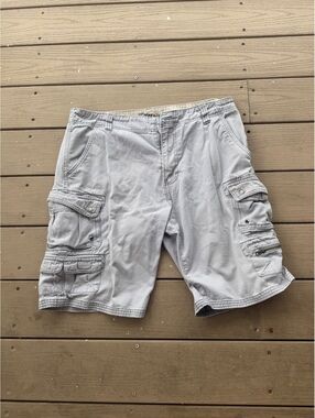 Vintage Plugg Cargo Shorts Mens Size 34 Grey Light Wash Y2K Casual Utility